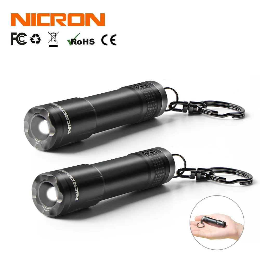 2PCS NICRON 0,5 W 20LM светодиодный фонарь Водонепроницаемый IPX4 1 АА мини брелок фонарик 24 м дальность луча для дома для домашнего использования на открытом воздухе N1 - Испускаемый цвет: 2PCS