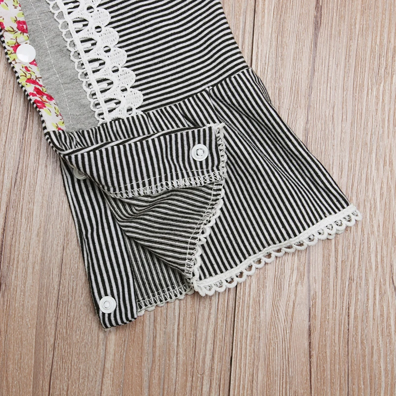 

Cute Little Baby Girls Romper Autumn New Long Sleeves White Gray Striped Newborn Baby Girls Romper Cotton Jumpsuit Outfits