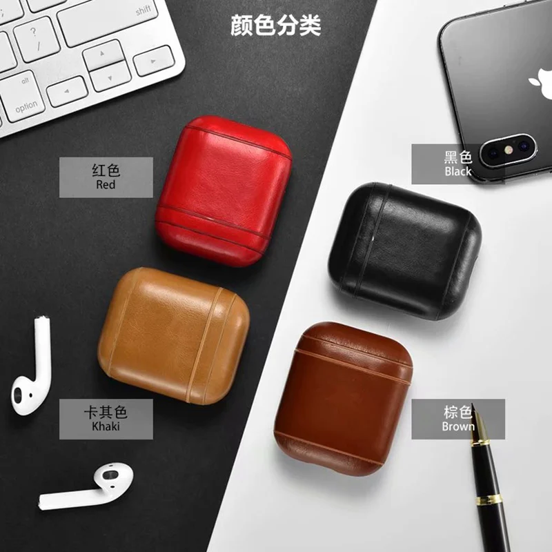 Чехол из натуральной кожи для Apple Airpods противоударный чехол гарнитура AirPods