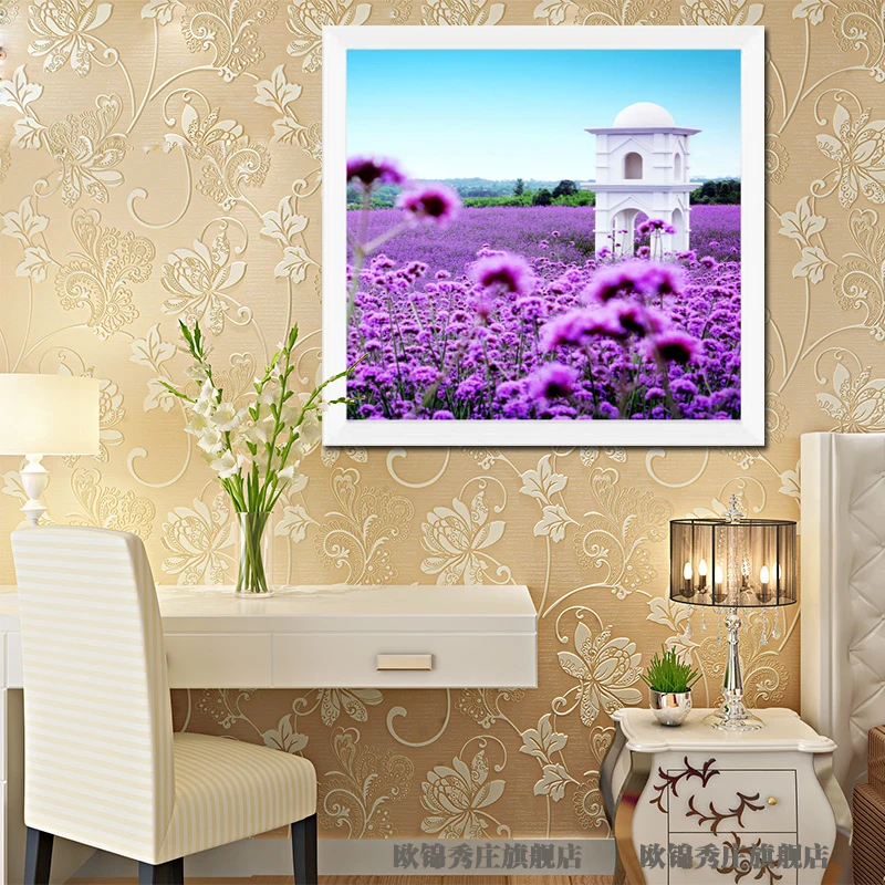 

2016 New 35x35cm Needlework 5D DIY Diamond Painting Cross Stitch Diamond Embroidery Lavender Flower home decoration craft