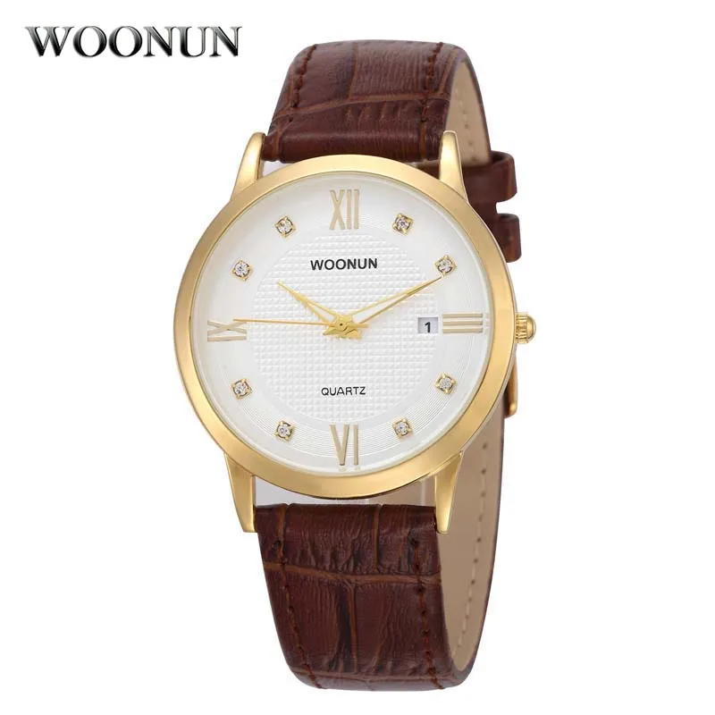 Часы мужские кварцевые ультратонкие с кожаным ремешком и