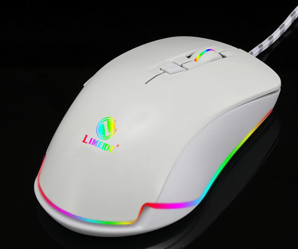Белый Новая игровая мышь 2400 dpi Регулируемая компьютерная оптическая RGB игровая мышь проводная USB игры кабельная мышь для профессионального геймера+ PC - Цвет: Белый