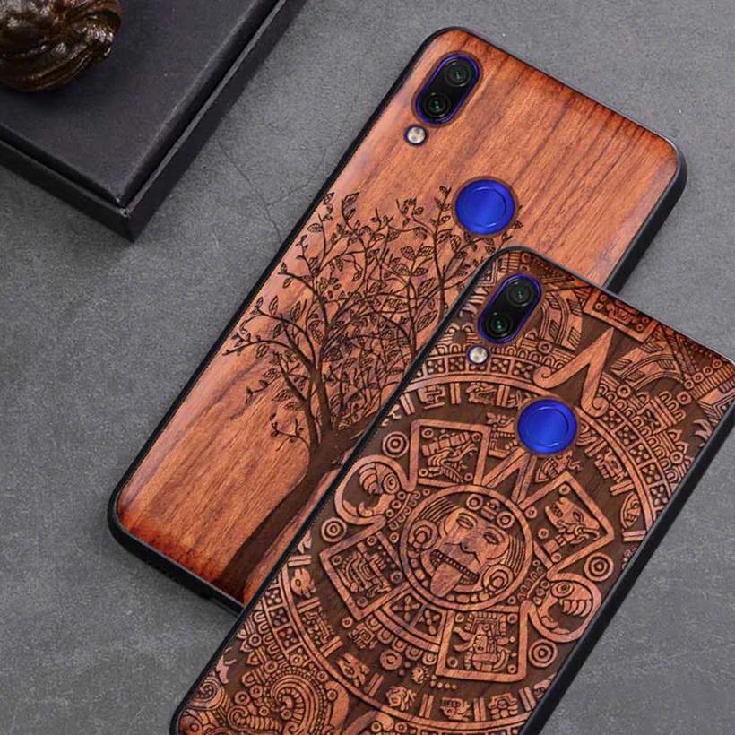 Чехол с резьбой по дереву для Xiaomi redmi note 7 pro противоударный чехол бампер из ТПУ Redmi