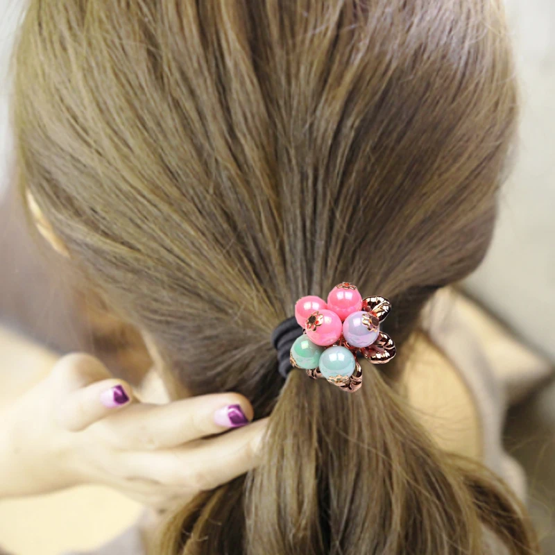 

2021 Starfish Buterfly Allergy Free Crystal Round Ball Korean Elasticity Heart Pearl 1PC/2PCS Adjustable Wing Elastic Hair Band