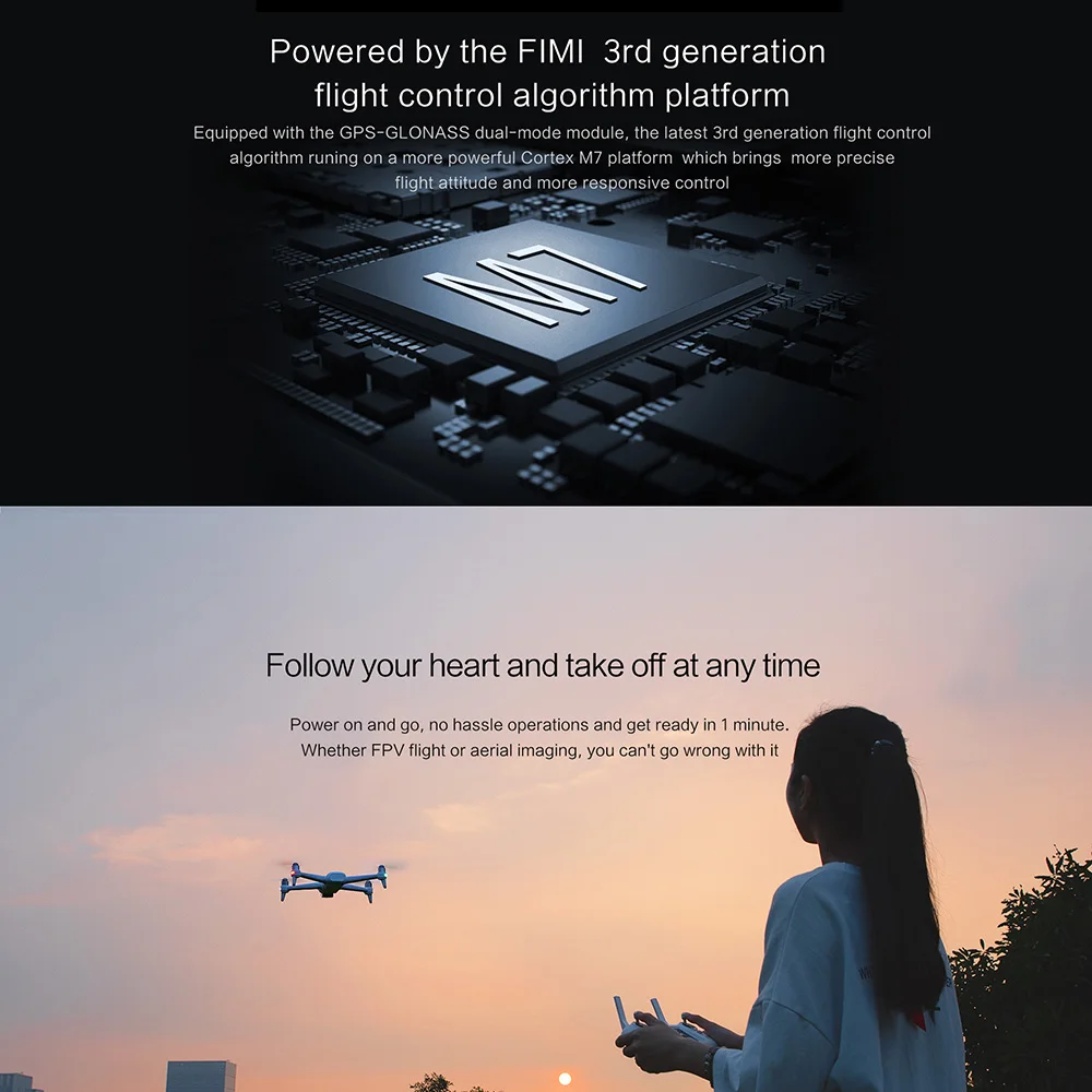 FIMI A3 5,8G Дрон с GPS 1 км с видом от первого лица 25 минут с 3-осевому гидростабилизатору 1080P Камера RC игрушки RTF Безголовый режим Follow Me(следуй за мной) Квадрокоптер