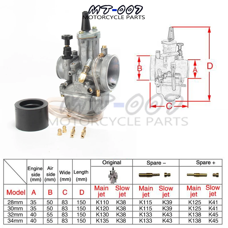 Universal Motorcycle Carburetor Carburador 28 30 32 34mm Keihi PWK with power jet Carb Dirt Pit Bike Scooter ATV UTV | Автомобили и