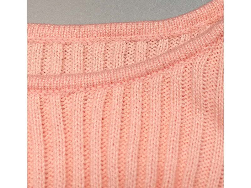 Women Clothing Ruffles O Neck Long Sleeve Pink Slim Sexy Slash Sweater Office Ladies Short Style Fashion Knitwear SJ2915M | Женская