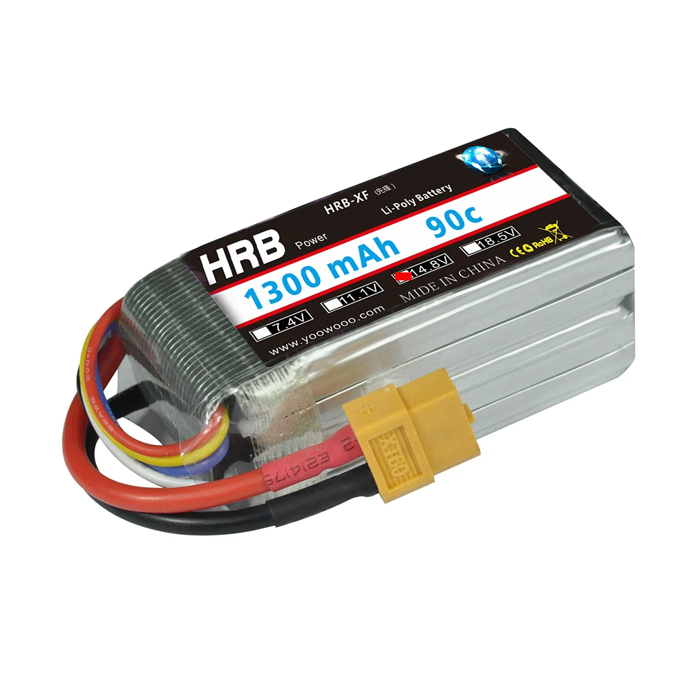 Hrb RC Lipo 4S Батарея 14 8 V 1300 mAh 90C-180C XT60 разъем для FPV гонки Радиоуправляемый вертолет KT