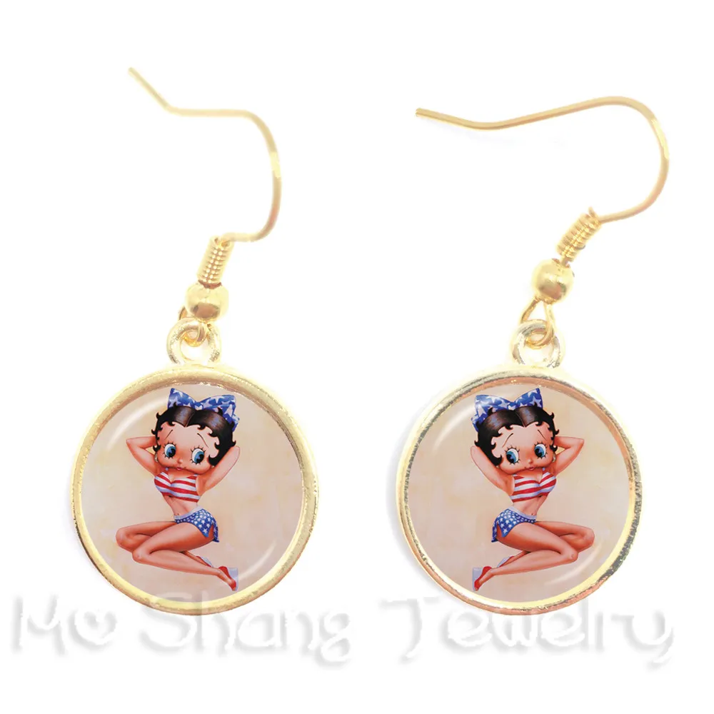2018 новый сексуальный и прекрасный Betty Boop висячие серьги с рисунком