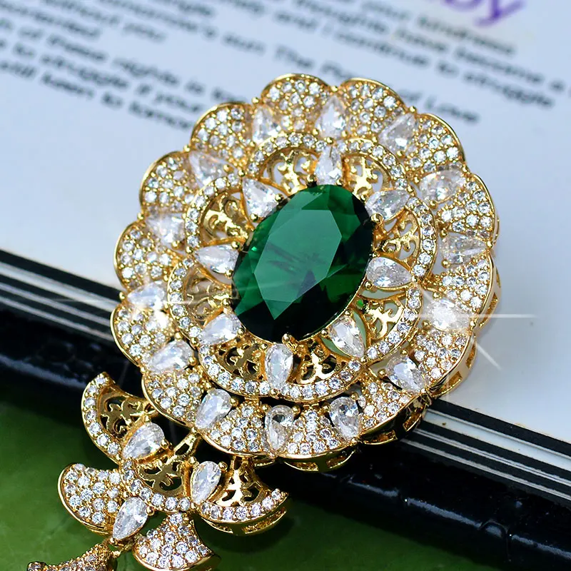 Tisvina Big Brooches for women Wedding jewelry skirt Shape Water Drop Pin Pendant Brooch Crystal Zircon Clothing Accessories | Украшения и