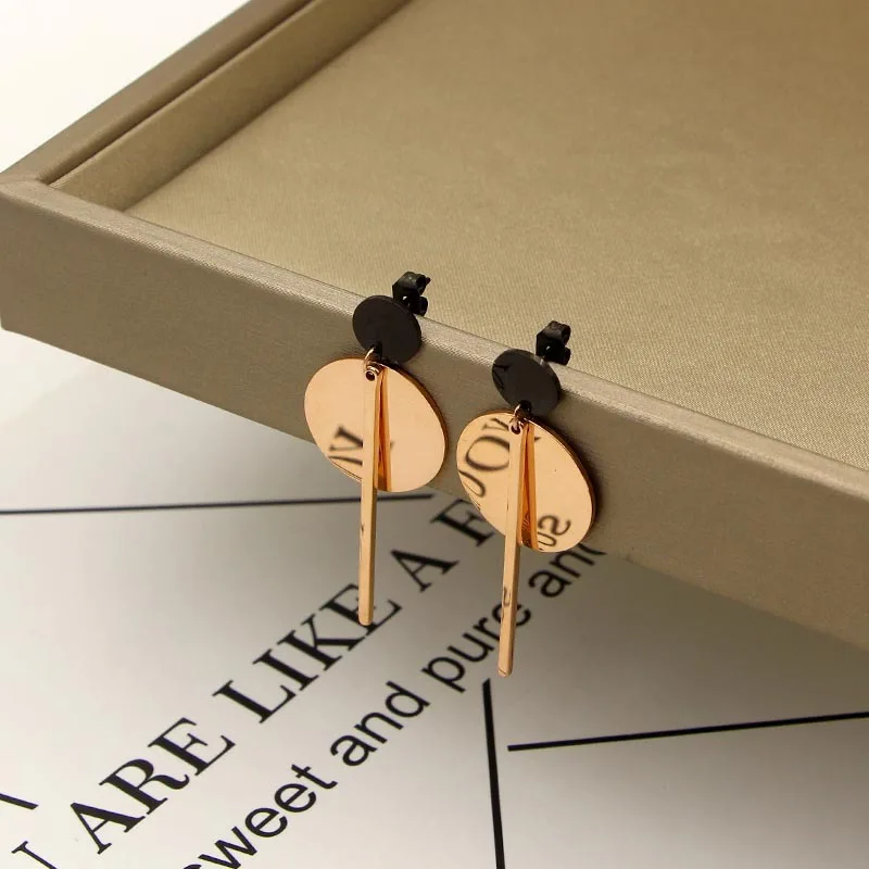 2018 Мода Любовь двойной черный круглый длинными квадратный Серьги-гвоздики