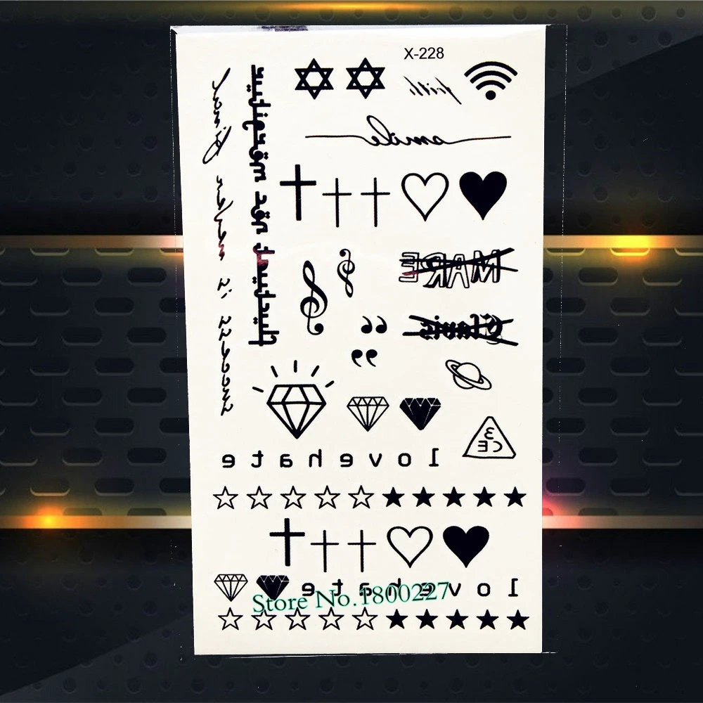 1 шт. водопереводной временный тату цепочки с сердечком дизайн PAQ 092 ЭКГ паста узор