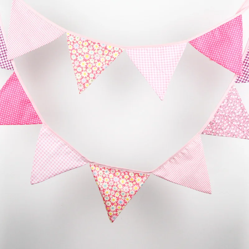 Гирлянда винтажная розовая ручной работы 3 2 м 12 флагов украшения реквизит для