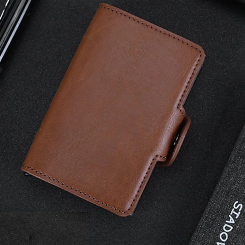 apricot Высококачественный RFID Blocking Новое поступление металла кредитной держатель для Карт Двойная алюминиевая ремка для телефона кошелек автоматические всплывающие футляр для удостоверения личности - Цвет: apricot