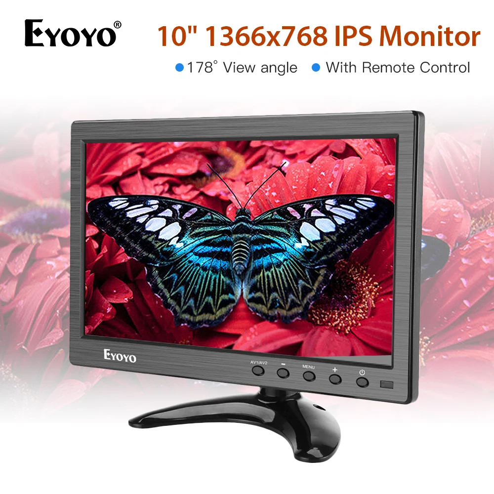Eyoyo 10 дюймов 1366x768 ips ЖК-Дисплей HDMI tv монитор портативный HDMI/VGA/AV/USB вход и