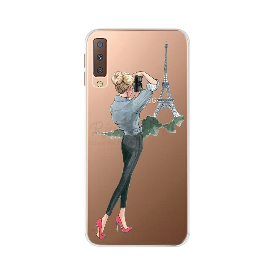 Абрикосовый Для samsung A7 чехол Мягкая силиконовая задняя крышка милый мультяшный чехол для телефона для samsung Galaxy A7 A 7 A750 A750f чехол бампер - Цвет: Абрикосовый