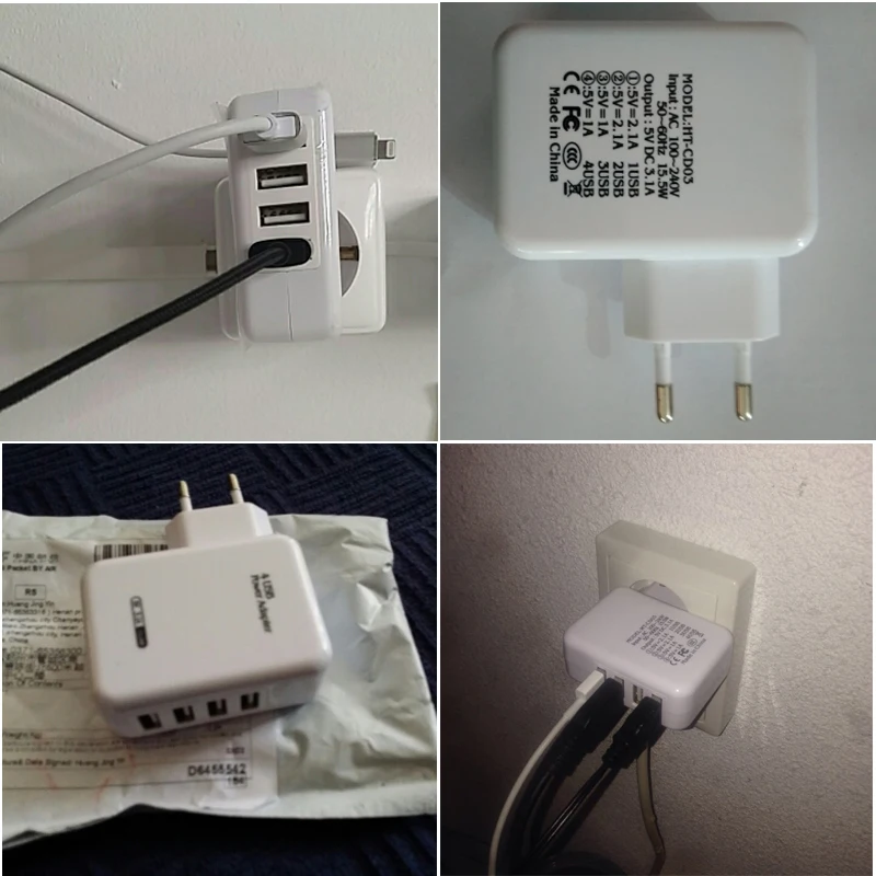 Горячая 5V 3.1A 4 USB порта AC вилка Европа/США зарядное устройство адаптер