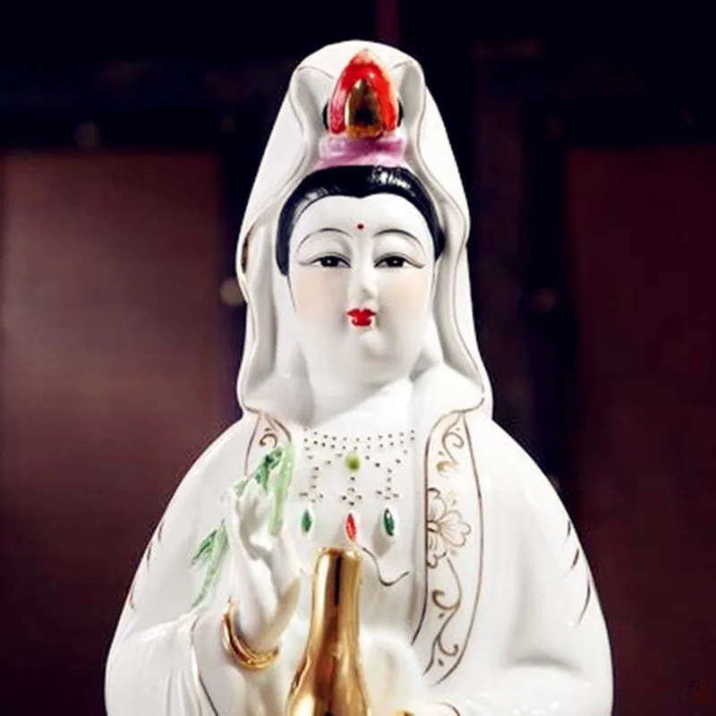 Белая фарфоровая статуэтка Guanyin Будда Авалокитешвара 35 см Керамическая