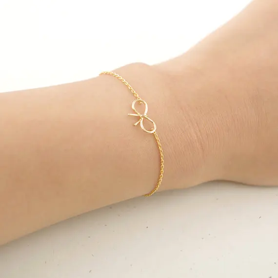 Shuangshuo Dainty Bow Bracelets for Women Brass Bracelet pulseras erkek bileklik Stainless Steel Knot Charm SL001 | Украшения и