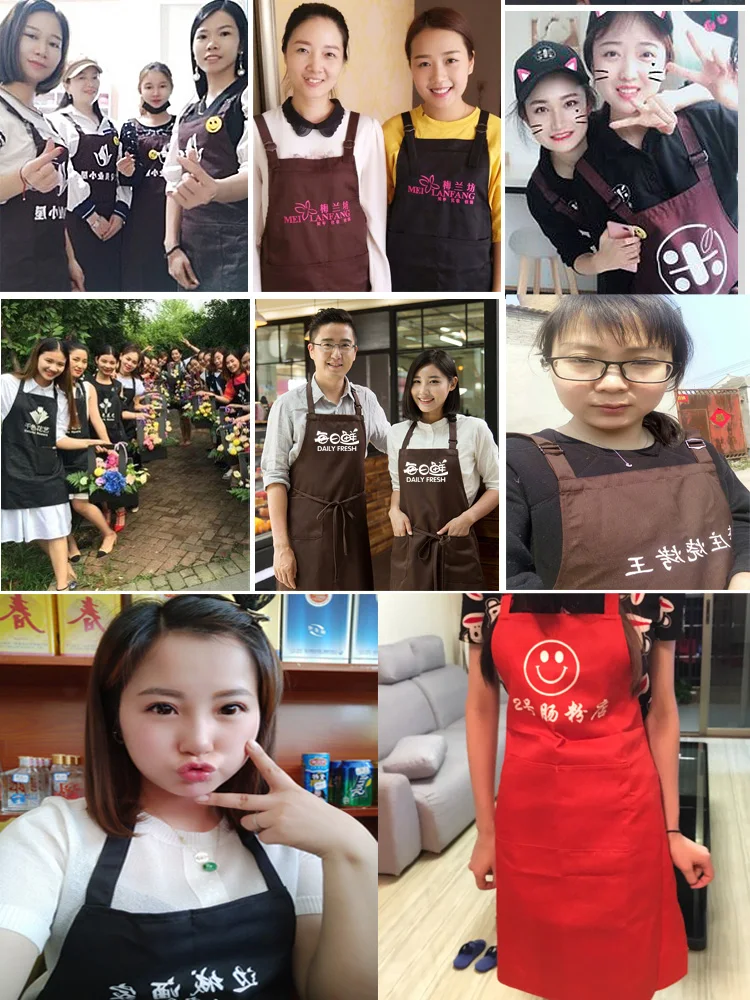 

Custom apron printing LOGO home kitchen apron men's thin money Xia Ding to work in nail shop apron women's fashion