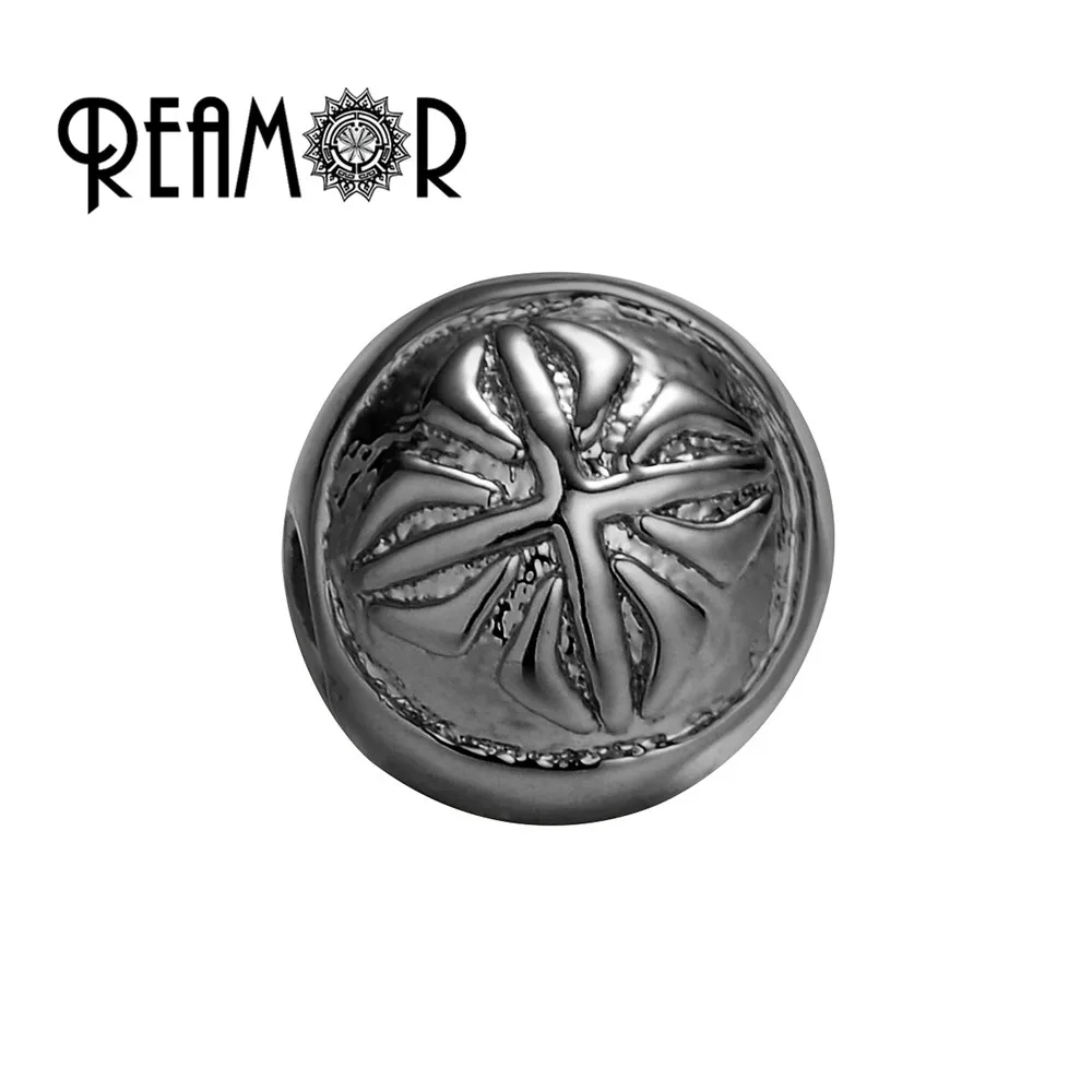 REAMOR Fashion DIY Round Lucky Four-leaf Clover CZ Flower Beads For Jewelry Making Black Spacer Copper Bracelet Finding | Украшения и