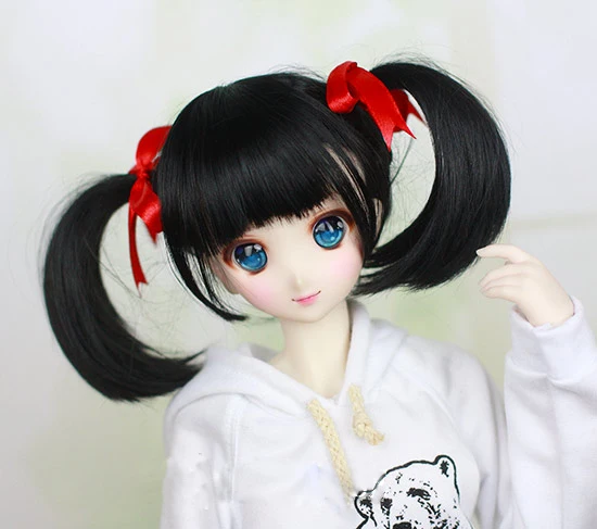 Парики для куклы BJD черные высокотемпературные прямые длинные 1/3 DD SD два