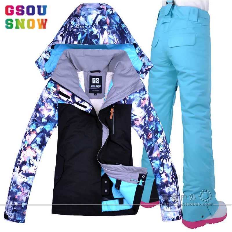 Gsou Зимняя повязка сноуборд лыжная куртка + брюки ветрозащитная