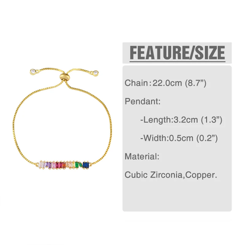 OCESRIO женские циркониевые золотые браслеты радужные Кристаллы Регулируемые