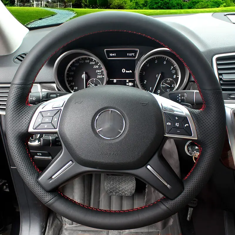 Ручная строчка BANNIS из черной натуральной кожи для Mercedes Benz GL350 ML350|Чехлы на руль| |