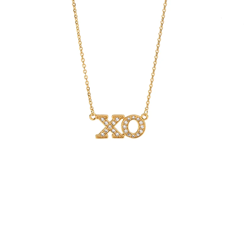 

Crystal XO Pendent Necklace Gold Chain Necklaces Pendents For Women Girls XO Means Hug Kiss Jewelry Bijoux Support Wholesale