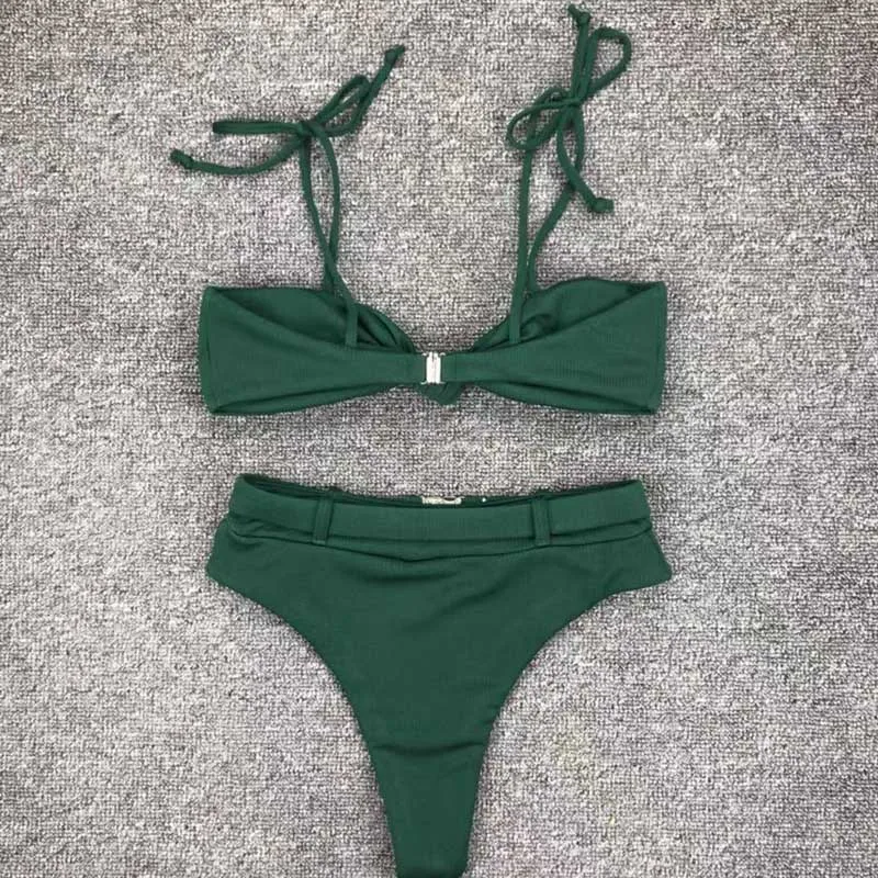 Swimwear Bandeau Bathing Suit Swimsuit Bikini Set Sexy Women Female High Waist Bikinis Fits True to Size Take Your Normal |