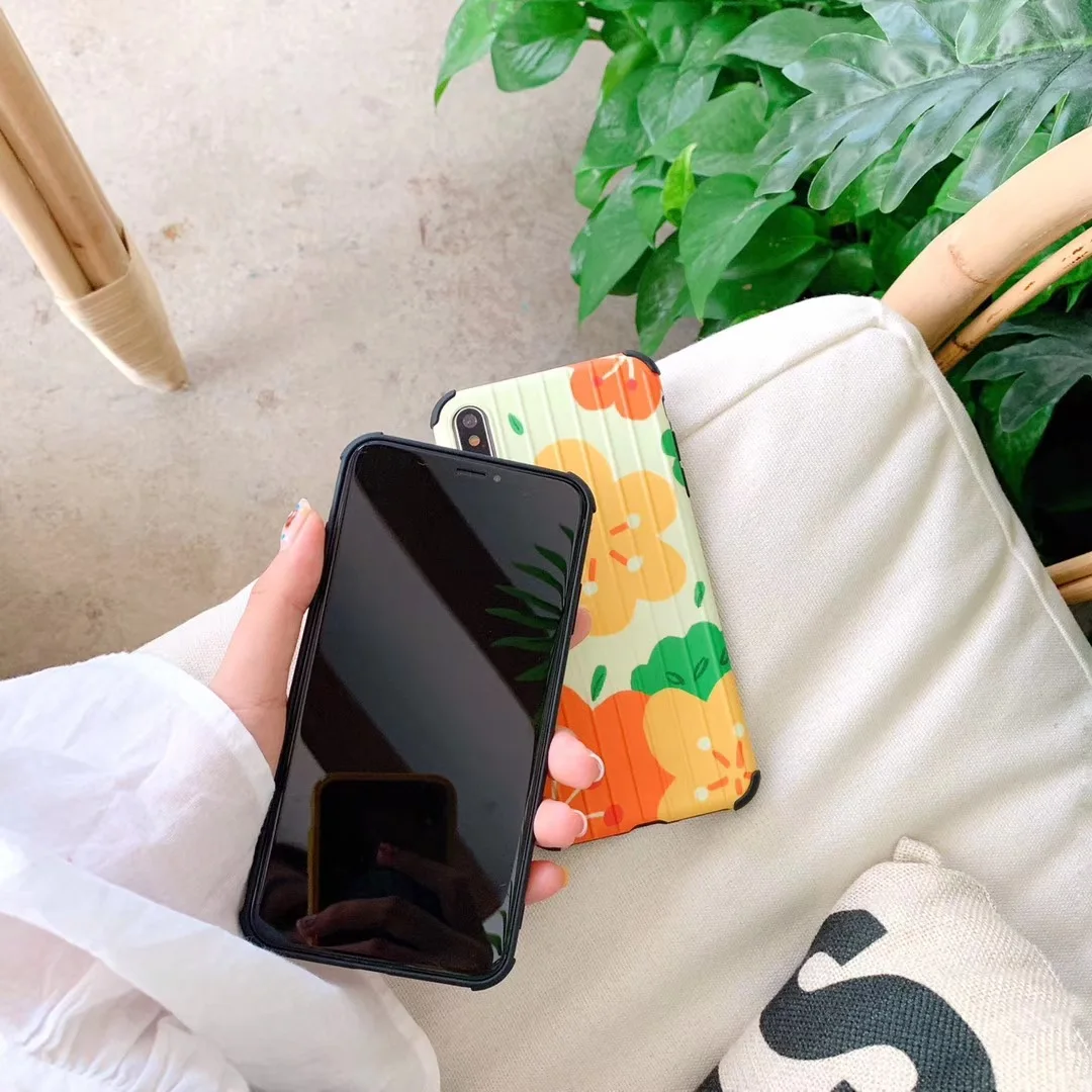 DECOCASE Fashion Flower Printing Korean Style 3D Stripped Phone Cases for iPhone 6 6s 7 8 Plus X XR XS Max Covers iphone |