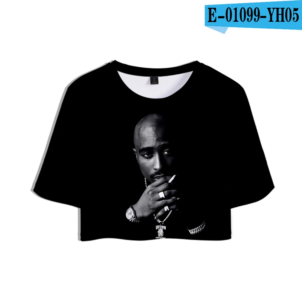 picture color 2Pac Tupac Amaru Shakur 3D принт Midriff-baring футболка женская летняя сексуальные повседневные вещи Harajuku короткий рукав Футболка Горячая Распродажа - Цвет: picture color