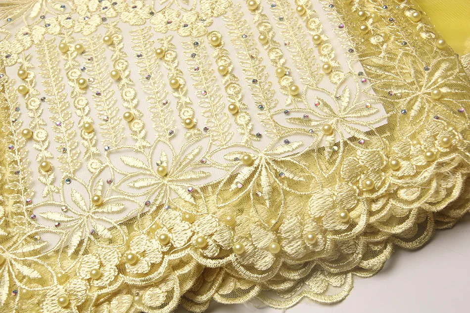 High Quality African Lace Fabric 2017 Latest 3d Flower Nigerian Guipure With Beaded+Beads MJKY2743a | Дом и сад