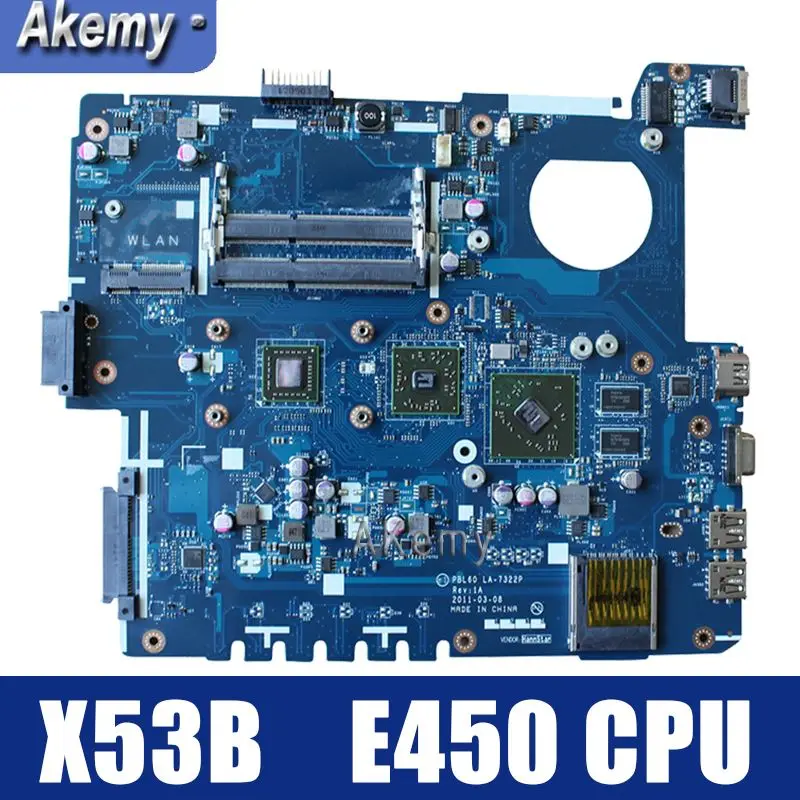 Amazoon X53B материнская плата для ноутбука ASUS X53B K53B X53BY X53BR K53BR K53BE Тесты оригинальная материнская плата PBL60 LA-7322P REV: 1A E450CPU