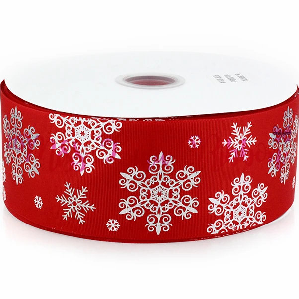 3 &quot75 мм Снежинка чернил печати и голограмма серебро с Фольга Grosgrain ленты DIY