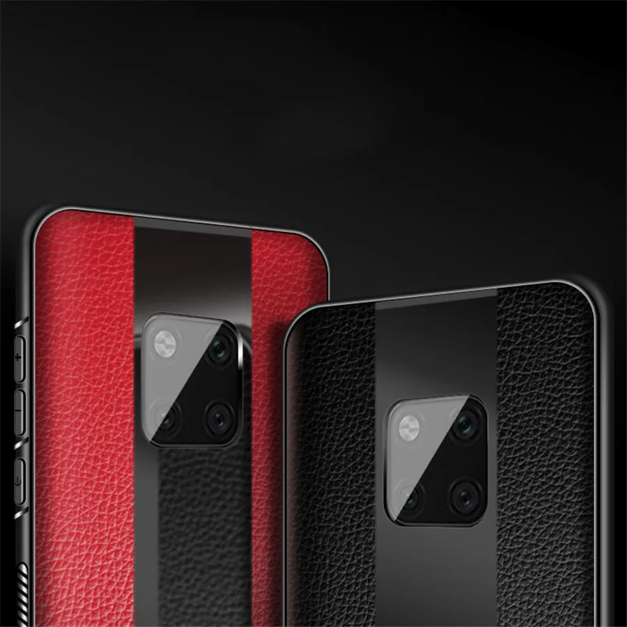 Cover PU Leather cases For Huawei Mate 20 Case for mate 20x Glass Phone huawei Pro TPU Soft Border |