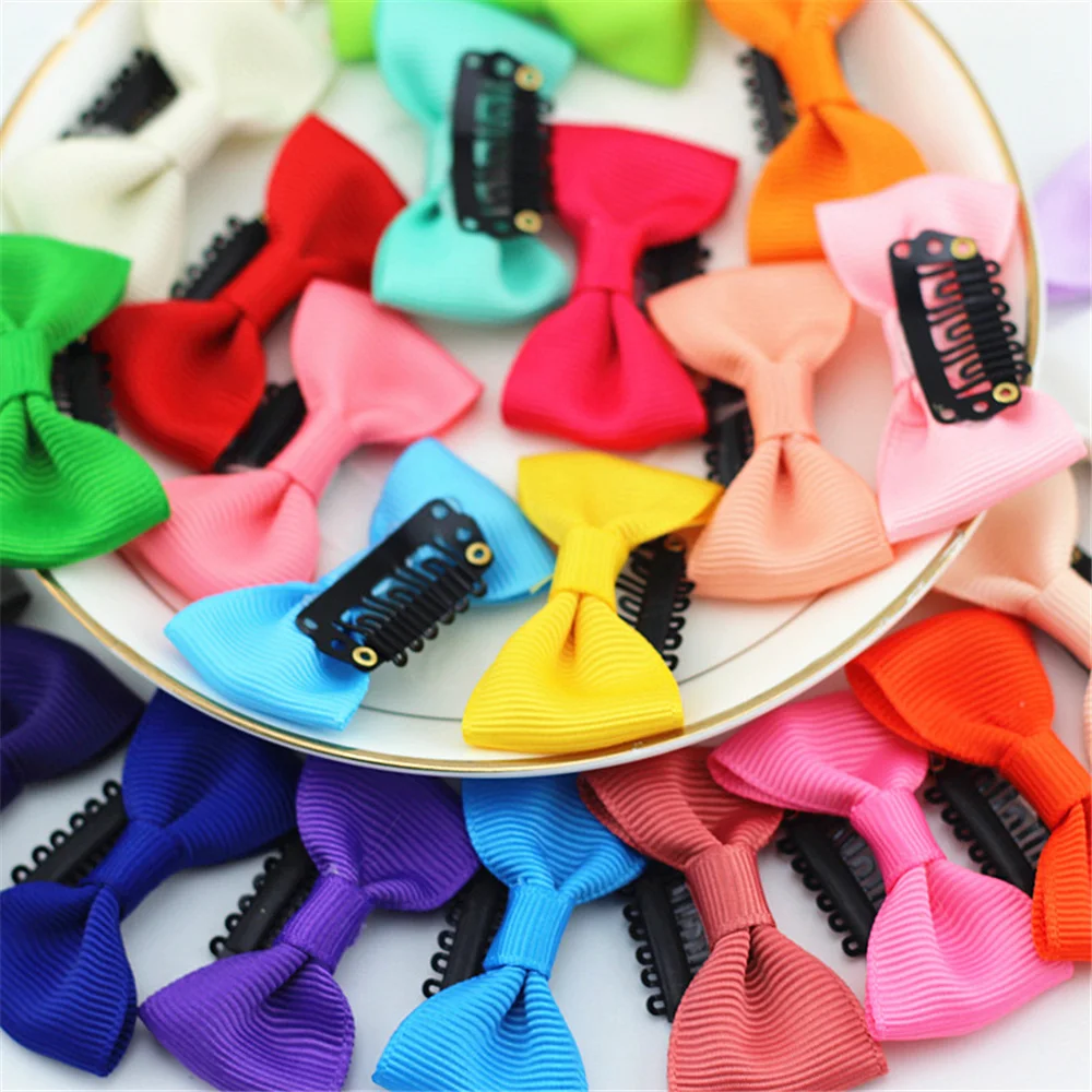 12pcs/lot Hot Sale BeBe Colorful Little Bows Hairpins Girl Grosgrain Ribbon Hair Clip Hairgrip Cute Accessories | Детская одежда и