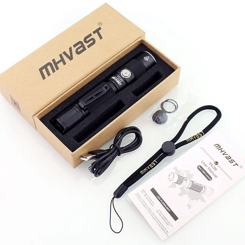 MHVAST TG20 1250 люмен EDC тактический фонарь Cree XPL светодиодный фонарь светодиодный USB фонарик холодный/нейтральный белый