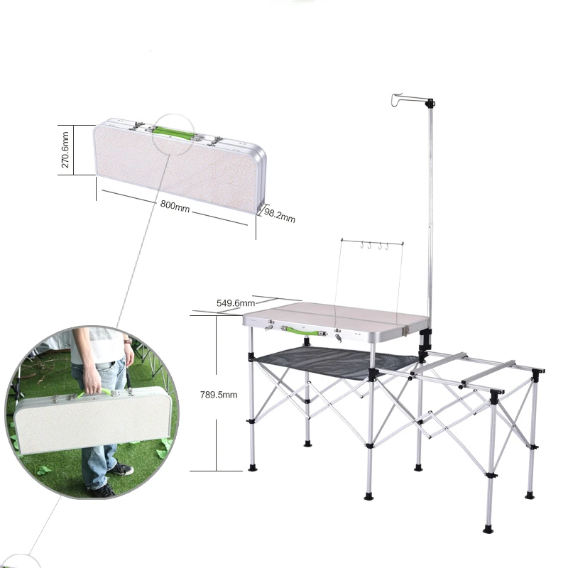 

Metal Outdoor Activities Folding Table Self Driving Portable Kitchen Picnic Patio Barbecue Table Outdoor Sets