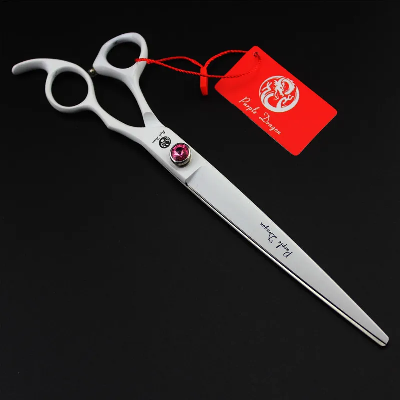 

Purple Dragon 8 inch Dog hair Clipper White Scissors with Bag Japanese 440c Steel Professional Grooming Tools Goods for Pets
