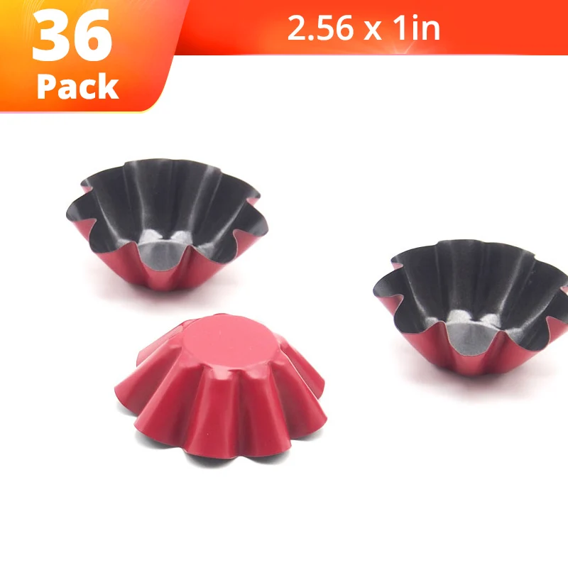 12-Pack 2,5-дюймовый цветок многоразовый кекс, яйцо форма-противень для кексов, антипригарный пирог плесень от Leeseph - Цвет: Red set of 36