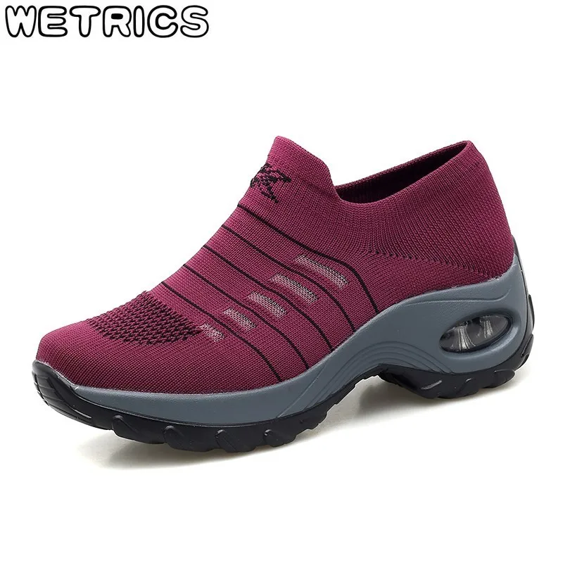 Женские кроссовки без шнуровки Повседневная дышащая сетчатая Уличная обувь на