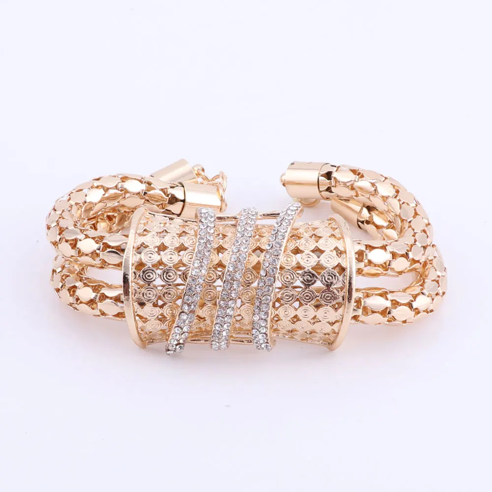 CYNTHIA New bridal jewelry set gold-color crystal necklace earrings bracelet for Indian women's clothing gift parure bijoux | Украшения
