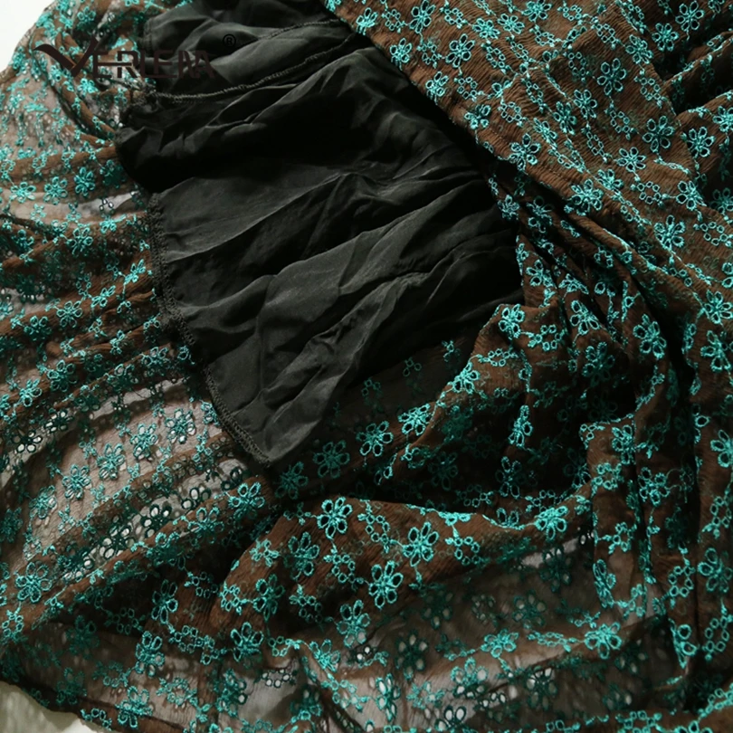 Женская юбка с цветочной вышивкой Boho трапециевидная из 95% шелка двухслойная