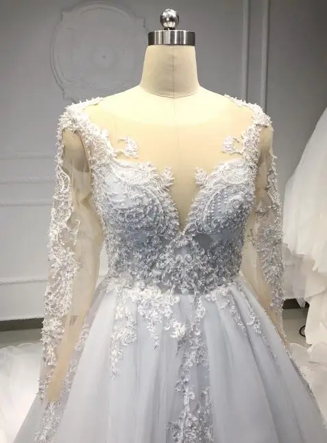 add long sleeves "Старинные кружева свадебные платья длинный поезд с короткими рукавами бальные платья для свадьбы Vestidos Cerimonia Vestido De Noiva Princesa " - Цвет: add long sleeves