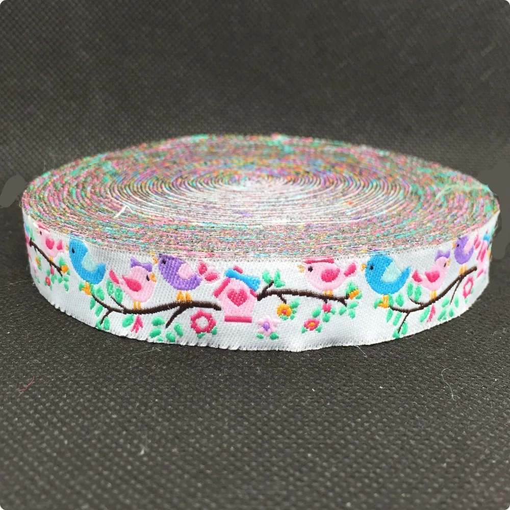 

2015 new Cartoon ribbon 5/8' 16mm 10yard/set 100% polyester computer jacquard ribbon bird can accept customized MOQ-100yard