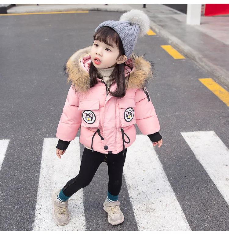 

Girls 2-6 Years Long Sleeve Hooded Fashion Fluffy Fur Collar Coats Dog Pattern Thick Warm Winter Autumn Outdoor Jackets