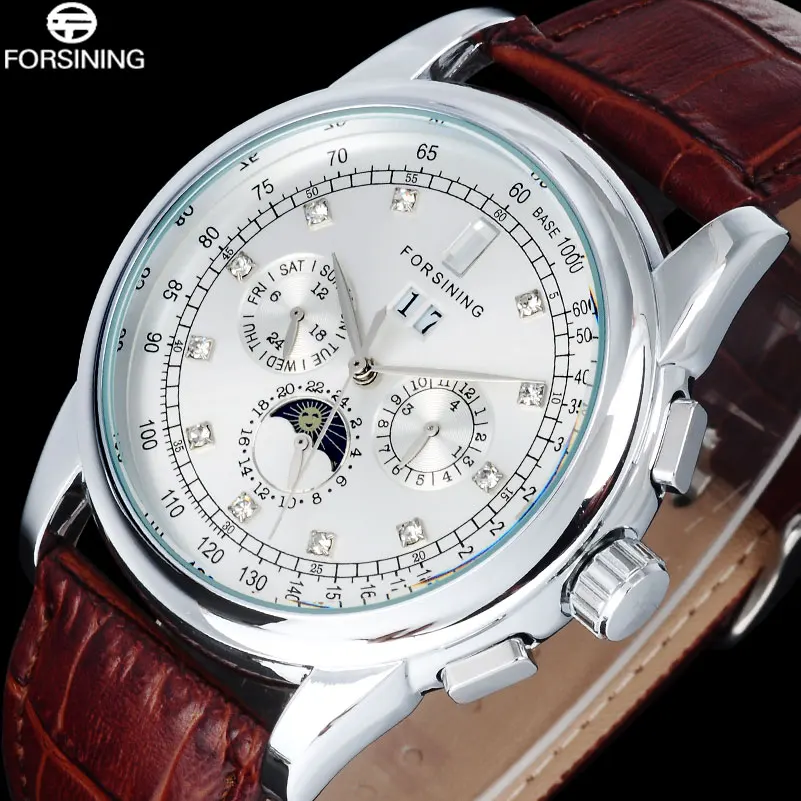 2017 FORSINING простые Брендовые мужские модные часы повседневные автоматические