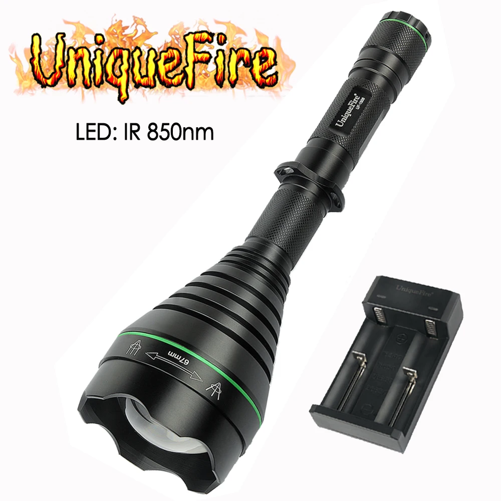UniqueFire 1508 IR 850nm ночного видения инфракрасный свет фонарик 3 Вт 67 мм выпуклый фонарь